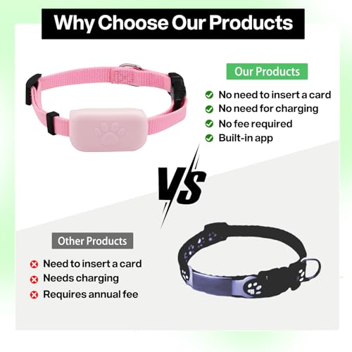 Cat Tracker Pink, Pet Recorder for Cats with No Monthly Fees, Waterproof Logger GPS Collar for Pets, GPS Tracker Collar for Small Cats,Portable Anti Lost for Apple Find (iOS Only) Adjust 28-39cm - Image 4