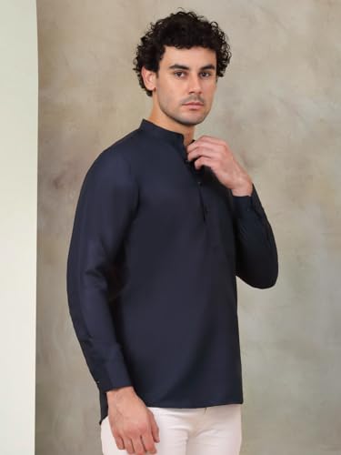 Image of Jompers Men's Cotton Regular Fit Solid Short Kurta