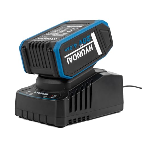 Hyundai Batterie Li-ION 20 V 4 Ah et kit de Chargeur 2 A, Compatible 2e génération, Recharge en 120 Minutes
