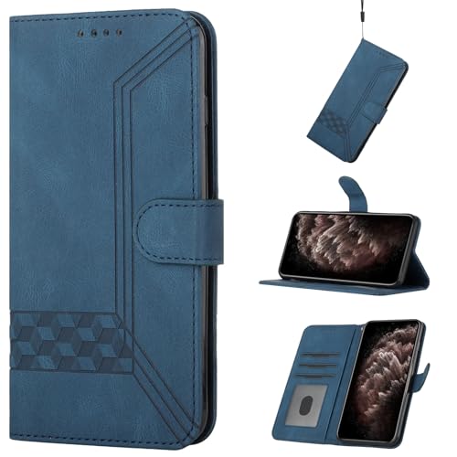 Jiajihua Funda Compatible con Huawei P8 Lite (2017),Compatible con Huawei P8 Lite (2017) Funda de teléfono Cartera Ranura para Tarjetas Flip Stand Blue