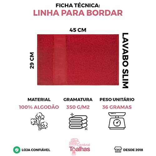 Kit 5 Toalhas de Lavabo Slim para Bordar Ponto Cruz 29x45cm - Central Toalhas (Variadas)