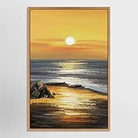 SIGNWIN Framed Canvas Wall Art Sunrise on Ocean Canvas Prints Home Artwork Decoration for Living Room,Bedroom - 16