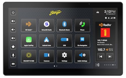 Stinger HORIZON12 Universal 12.8&rdquo; Full HD Touchscreen Car Stereo, Wireless Apple CarPlay/Android Auto Radio, Bluetooth Receiver Head Unit, Hi-Fi Audio, EQ, GPS, Camera & USB Inputs, Subwoofer Output