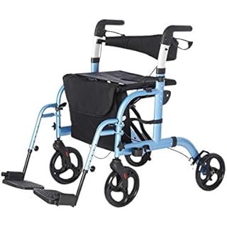 Lifestyle Mobility Aids Lightweight Folding Translator - 2 in 1 Rollator and Transport Chairs (Blue)