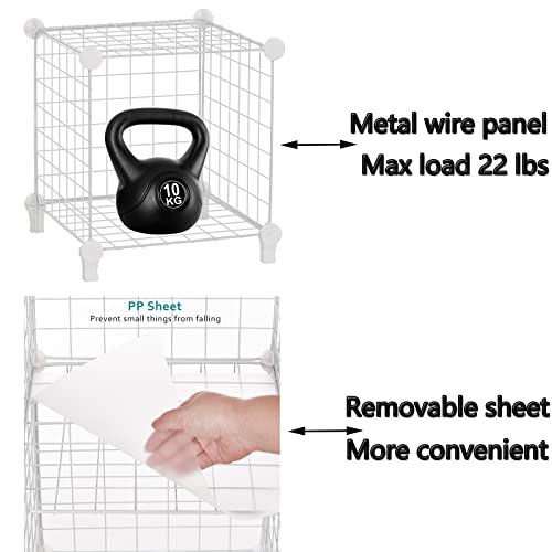 Anwbroad Wire Cube Storage Organizer 9 Cube Metal Grids Shelves Storage Bins Shelving Stackable Modular Bookshelf Shelf Cubbies Unit Closet Cabinet For Living Room Office White Lwt009T #TOP3
