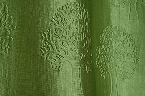 Image of Polyester Premium Tree Design Punching Screen for Home Office | Door Curtain 7 Feet Long Set of 2 | Modern Parde for Living Room Bedroom | Eyelet Rings | Green Curtains