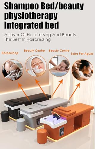 Image of Shampoo Bowl, Head Spa Scalp Shampoo Treatment Massage Bed, Water Circulation Massage Bed for Spas /Salons,Beige