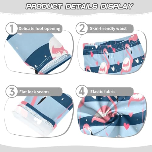 Toddler Girls Leggings Printed Yoga Pants Leggings Striped Background Flamingo for Kids3