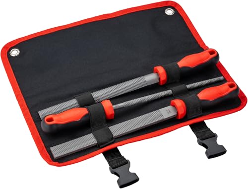 Vigor Wooden File Set V1886/3, 3 Pieces, Flat, Half Round, Round, Cut 2, Ergonomic Handles - Image 2