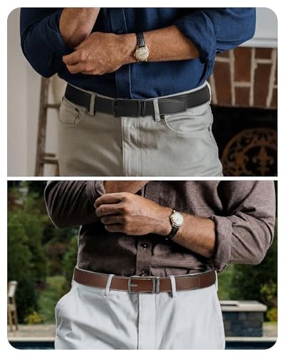 Image of CHAOREN Mens Belt Leather Ratchet Belt 2 Pack - Customizable Fit, Effortless Style (35mm)