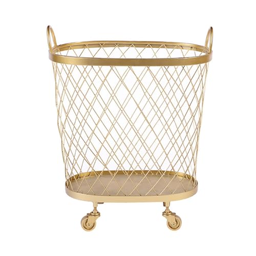 Panier à linge roulant doré avec roulettes chariot de rangement en métal pour trier les vêtements