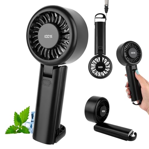 JOPHEK Ventilador Portatil, Mini Ventilador de Mano Ventilador Usb con Pantalla LED de Gran Tamaño, Mini Ventilador para Oficina Hogar Fitness