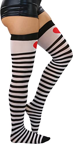 Image of ToBeInStyle Women's Opaque Hosiery Thin Striped Thigh High Long Stocking