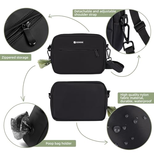 COOWONE Leckerlitasche für Hunde Gassi Tasche Hund Hundeleckerli Tasche Wasserdichte Hundeleckerlitasche Umhängetasche Eingebauter Hundekotbeutelspender Leckerlitasche für Hund zum Training