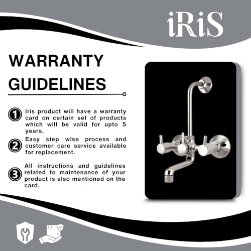 Image of iRiS 2 in 1 Brass Wall Mixer with Provision for Overhead Shower and 125 mm Long Bend Pipe -Visible Hot /Cold