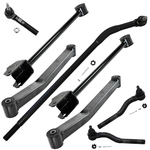 Detroit Axle - 8pc Front End Kit for 07-17 Jeep Wrangler, 18 Wrangler JK, 4 Control Arms 4 Tie Rods 2007 2008 2009 2010 2011 2012 2013 2014 2015 2016 2017 2018 Replacement