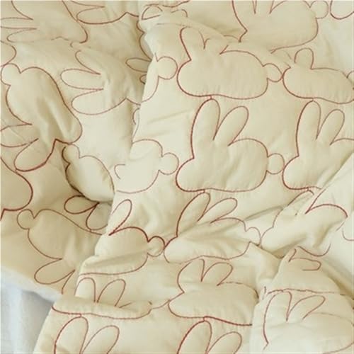 Tissu à coudre matelassé lapin abricot pour veste haut pantalon