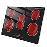 JollyOne Electric Cooktop 30 Inch 8600W, 5 Burner Bulit-in Electric Stove Top Burner Ceramic Cook Top, Touch Control Stove Top with Child Lock, Timer, Multi-Ring Control, 220-240V Hard Wire