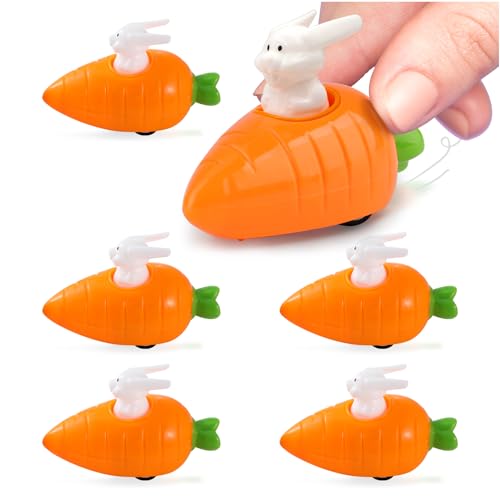 Festicy Aufziehbare Osterhasen in Karotten Autos, 6 Stück I Perfekt für Ostergeschenke Kinder I Osterdeko I Aufziehbare Hasen I Lustige Hasenfiguren für Ostern Kinder I Mitgebsel Kindergeburtstag