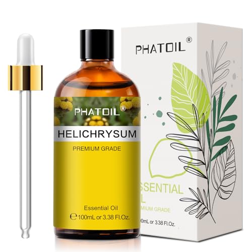 Helichrysum 3.38fl.oz Essential Oil, PHATOIL Pure Aromatherapy Oils for Diffuser, Humidifier, Perfect for DIY Soap, Candle, Bath Bombs Making(100ml)