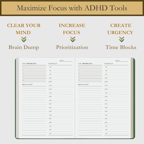 Time Blocking Planner and Time Box Planner. 180 Undated Pages, To Do List, Hourly Schedule, Daily and Monthly Agenda. Time Management & Productivity Planner. A5-8.3" X 5.8" (Green)