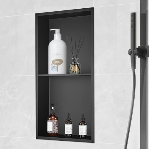 VEVOR Wandnische 10x33,02x63,5cm Duschnische Edelstahl Nische Doppellagig 100% Wasserdicht Nischeneinbau 0-40°C Betriebstemperatur 92°-Inneneckdesign Ideal für Badezimmer Schlafzimmer Arbeitszimmer