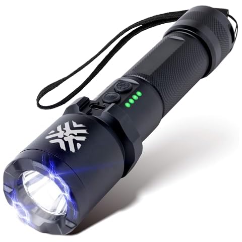 Pain Safari Tactical Flashlight 2000: 30,000V Stun Gun Torch | Ultra-Lightweight, Pocket Size | 450 Lumens | Non-Lethal Defense, No License | Aircraft-Grade Aluminum | Gun-Free Zone Friendly | 17 Oz Cover
