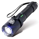 Pain Safari Tactical Flashlight 2000: 25,000V Stun Gun Torch | Emits 3.1 Pain Inducing Microcoulombs (µC) Charge | Non-Lethal Defense, No License | Aircraft-Grade Aluminum | Gun-Free Zone Friendly