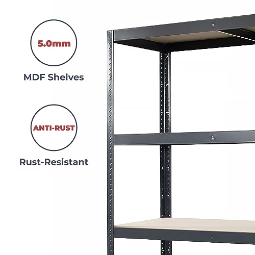 Garage Shelving Units: 71" H X 47" L X 24" W - 1 Bay - Grey - 5 Tier Unit | 400Lb Load Weight Per Tier (2000Lb Per Unit) | Home, Office, Garage Or Business Use | 5 Year Warranty #TOP3