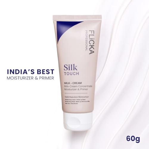 Image of FLiCKA Silk Touch 3 in 1 Moisturizer and Primer for Face | Hydrating, Lightweight, Long-Lasting | Pore Minimizer | Dermatologically Tested | All Skin Types | Makeup Base | 60g | Cruelty-Free (Pack of 1)