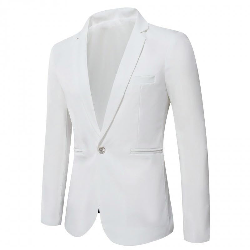 Men's Casual Korean Style Slim Fit Solid Color Single Button Blazer3