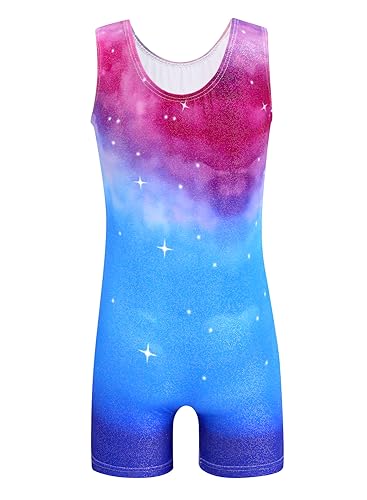 Image of EQSJIU Gymnastics Leotards for Girls Kids Rainbow Mosaic Mermaid Butterfly Stars Leopard Galaxy Tie Dye Cosmos Leopard