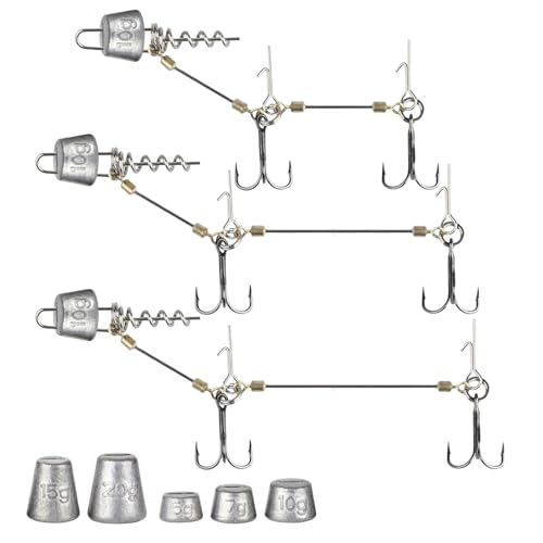 TOATELU Lot de 3 hameçons stinger avec système de leader et 5 poids interchangeables, systèmes...