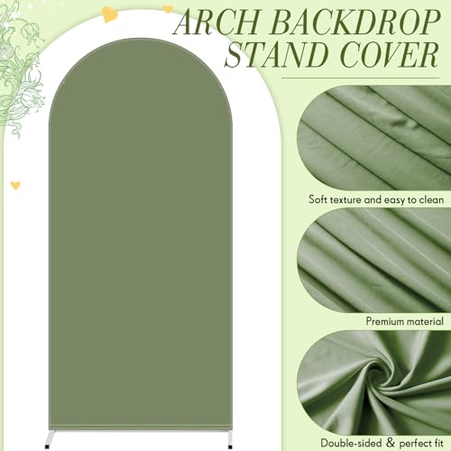 Image of Vitalcozy Set of 1 Arch Covers 6ft Green Spandex | Arch Covers Stretchy Backdrop for Wedding Baby Shower Birthday Photo Booth Decoration, Fits Arch Frame, Frame Not Included