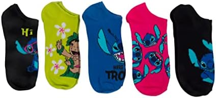 Disney Women's Lilo & Stitch 5 Pack No Show Socks