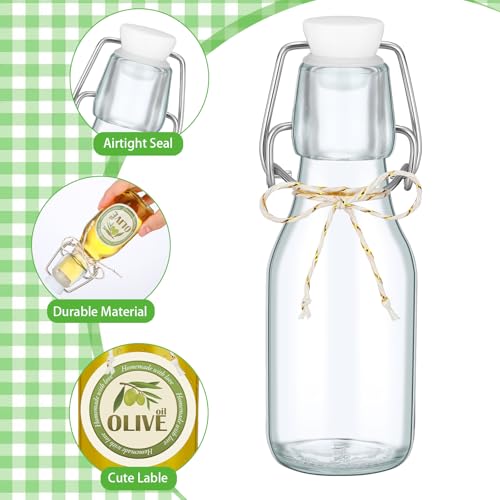 Queekay 20 Pack Mini Swing Top Glass Bottles for Vanilla Extract Homemade Olive Oil Bottles with Lids Airtight Cap Lids Labels for Wedding Baby Shower Favors (4 oz,Clear) by Queekay - Image 3