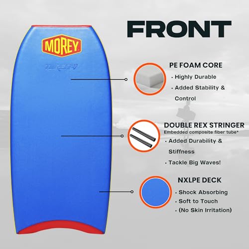MOREY® Bodyboard Turbo 4 Classic. The Original Body Boards for Beach; 2 Stringers, PE Core, & HDPE for Slick Bottom (2025 Model) (41\") - Thumbnail 4