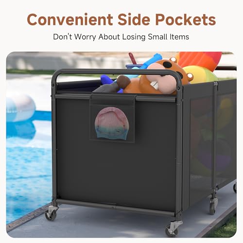 StorageWorks 210 Gallon Pool Float Storage, Mesh Pool Toy Storage Bin with Wheel and Side - image 5
