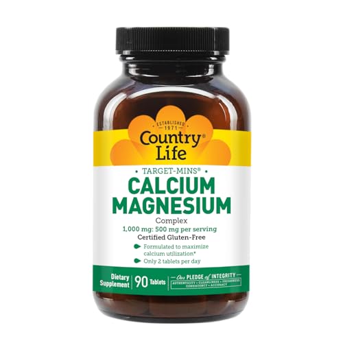Country Life Target-Mins Calcium Magnesium Complex 1000mg/500mg, 90 Tablets, Certified Gluten Free, Certified Vegan, Certified Non-GMO Verified - Thumbnail 3