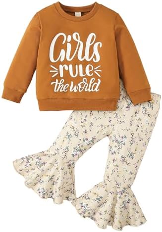 Baby girl outfits Infant fall Clothes Embroidered long Sleeve Romper+Flared Pant sets + Headband 0-2T 3Pcs