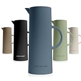 LARS NYSØM Thermo-Kaffeekaraffe 1 Liter | Isolierte Thermoskanne | Kaffeekanne & Teekanne Thermo | 12 Stunden heiß & 24 Stunden kalt | Isolierkanne aus Kunststoff mit Glaskolben (Blue Stone, 1000ml)
