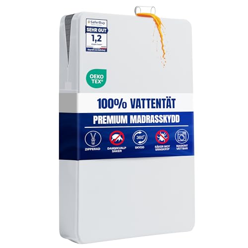 Utopia Bedding Vattentatt Madrassoverdrag 90 x 200 x 30 cm med Dragkedja, Oeko-TEX-certifierad, Madrassskydd