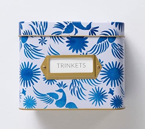 Recipe Tin Box With 24 Double Sided Cards & 12 Dividers | Deluxe Gift Set | Decorative Tin Box | Recipe Card Holder | Recipe Tin | Recipe Boxes by Polite Society (Otomi Blue)