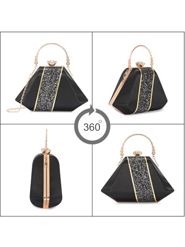 Image of TOOBA Handicraft Women's Beautiful Bling Box Clutch Bag | Evening Bag, Bridal Purse & Party Handbag | Wedding & Special Occasion Clutch (Mix Pyramid)