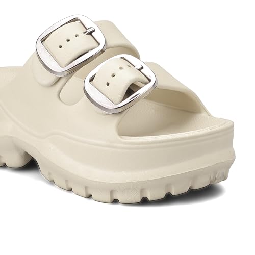 Image of ASIAN Femina-19 Women's Chunky Sole Slippers | Soft Cushioned Comfort | Adjustable Double Buckle | Anti-Slip, Lightweight Slides