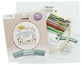 LEISURE ARTS Cross Stitch Kit 7in Positivity - Counted Cross Stitch Kit with Hoop, Floss, Aida Fabric and Needle - Sun Bird Design, Embroidery for Beginners
