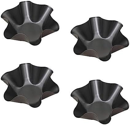 Ragyzity Tortilla Pan Set - 4pcs Non-Stick Carbon Steel Taco Salad Bowl Makers Tortilla Shell Pans, Tostada Bake Taco Shells, Flower-shaped Baking Mold Kitchen(Black 4pcs) (16.5x 7.5x 6cm)