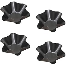 Tortilla Pan Set - 4pcs Non-Stick Carbon Steel Taco Salad Bowl Makers Tortilla Shell Pans, Tostada Bake Taco Shells, Flower-shaped Baking Mold KitchenBlack 4pcs 16.5x 7.5x 6cm