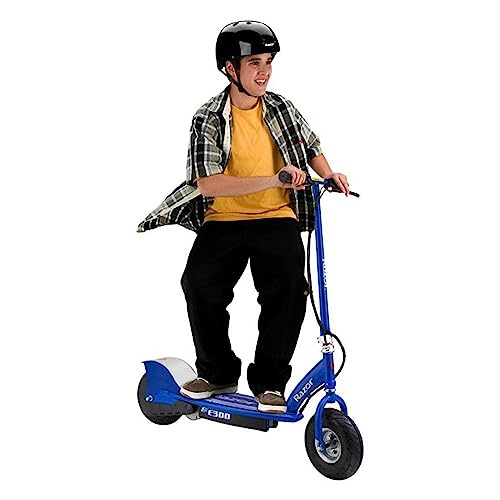 Razor E300 Ride-On 24V Motorized High-Torque Power Electric Scooter, Speeds up to 15 MPH with Brakes and 9" Pneumatic Tired for Adults & Teens, Blue