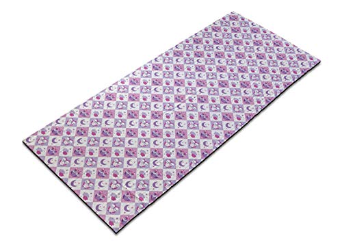 Ambesonne Owls Yoga Mat Towel, Sleeping Owls in Diamond Pattern